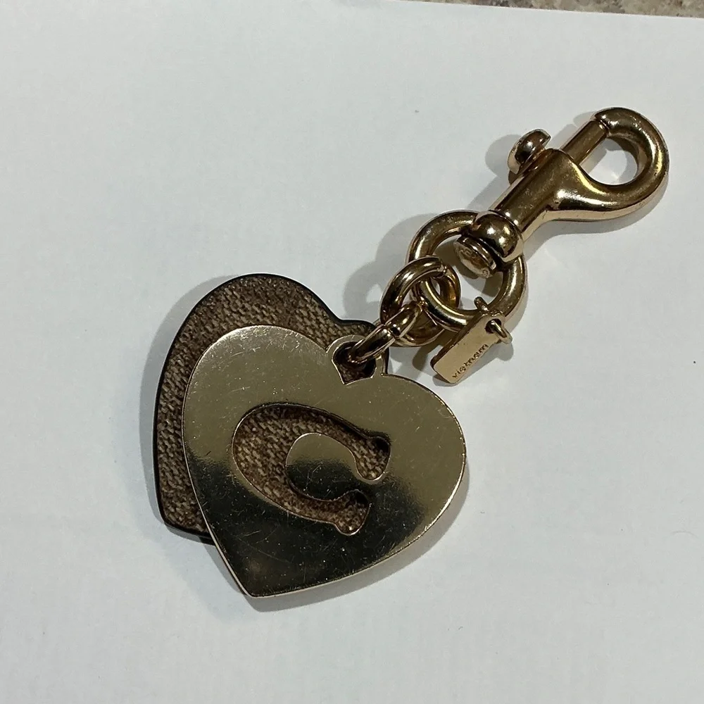 Coach Brown and Gold Heart Key Charm